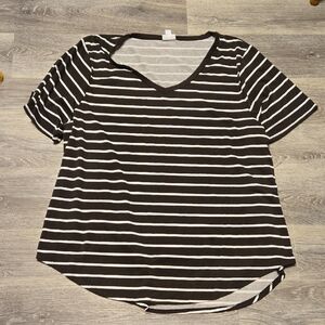 Lularoe Brown And White Striped Christy Tee Size 2XL